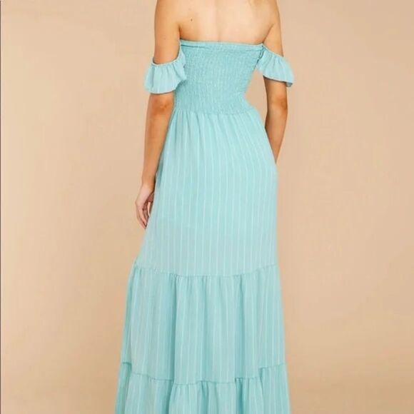 ✨ Red Dress Boutique ABOVE AVERAGE AQUA STRIPE MAXI DRESS✨ - Picture 6 of 11